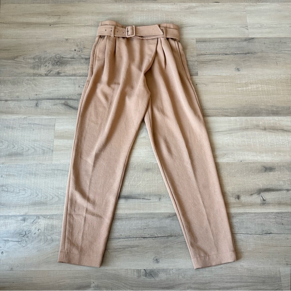 Aritizia Wilfred camel tan Messaux crossover belted trouser pants - XS - Picture 6 of 7